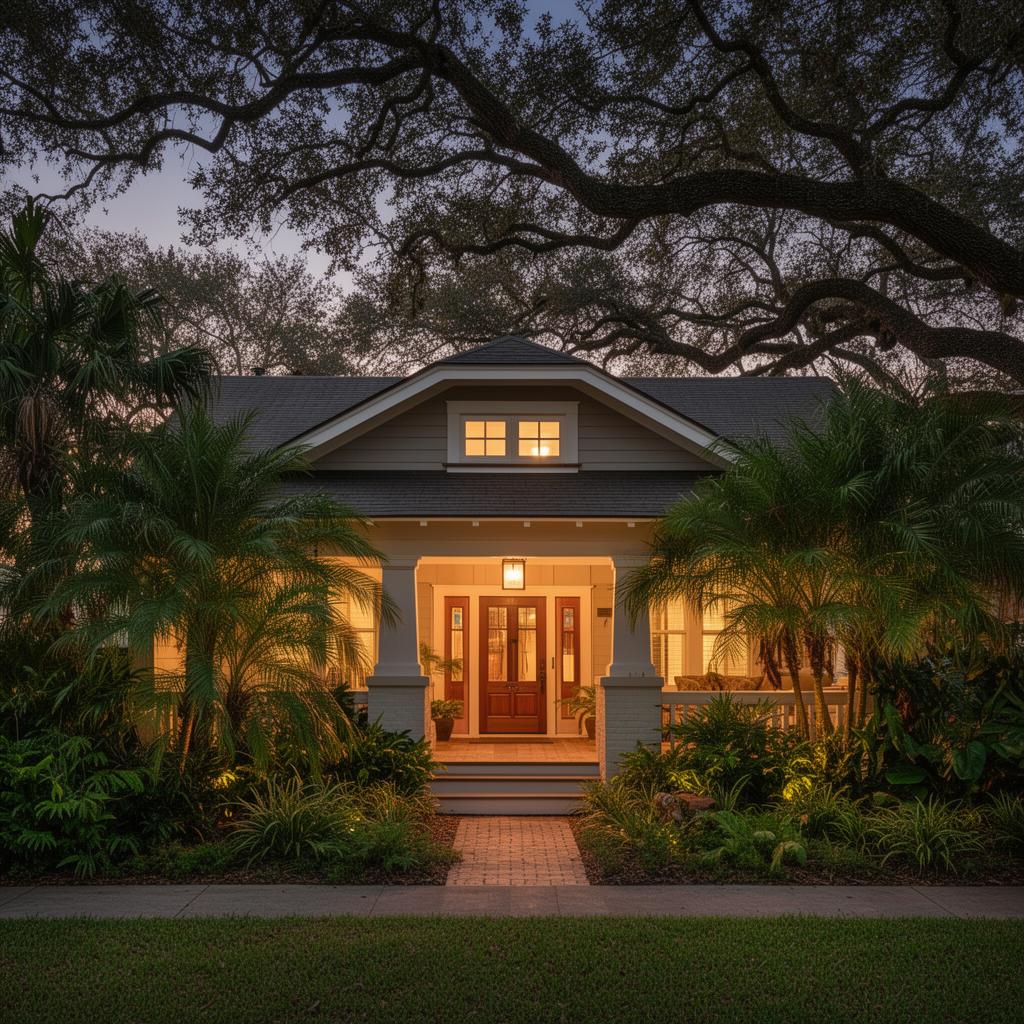 Hyde Park Tampa bungalow at twilight